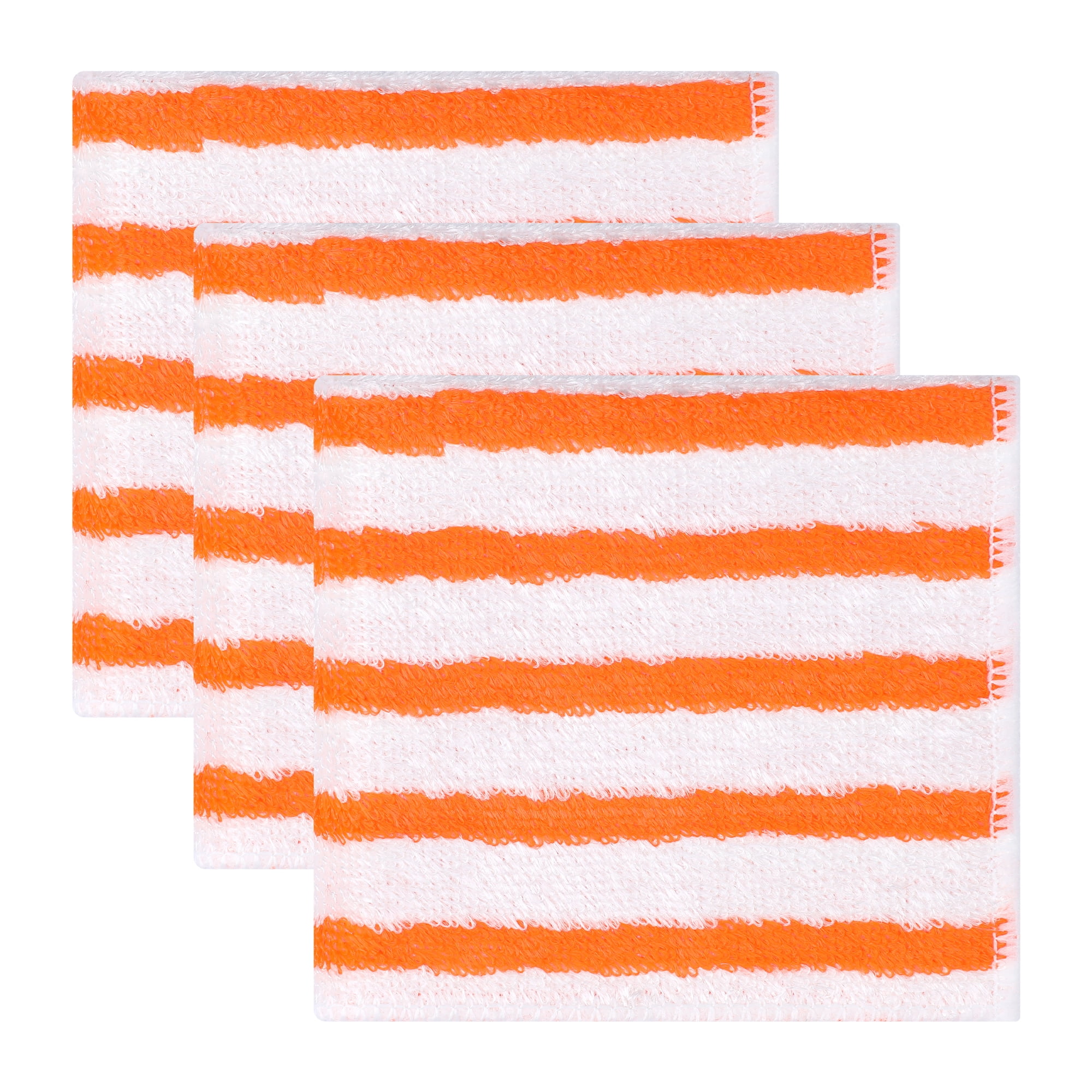 Unique Bargains 3pcs Wood Fiber Striped Oil Absorbing Reusable Towels Orange 11" x 12"