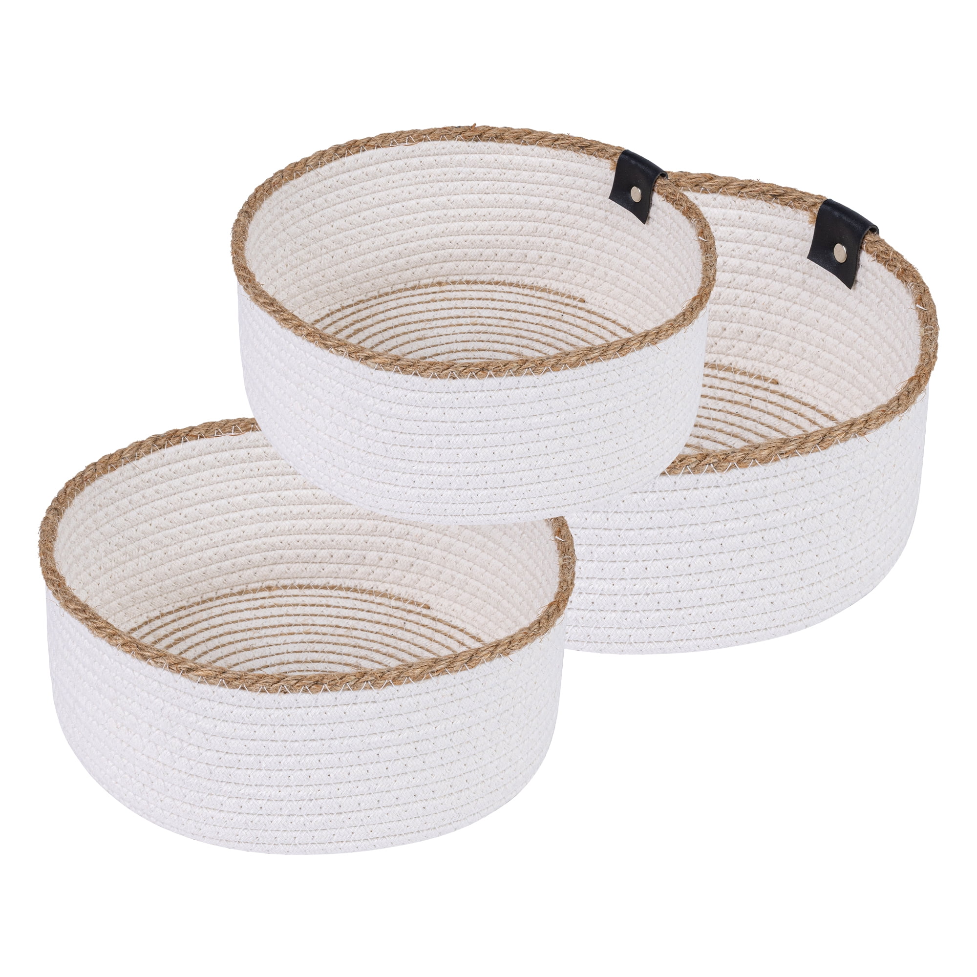 Unique Bargains 3pcs Woven Storage Basket for Key Tray Bowl Beige 3pcs