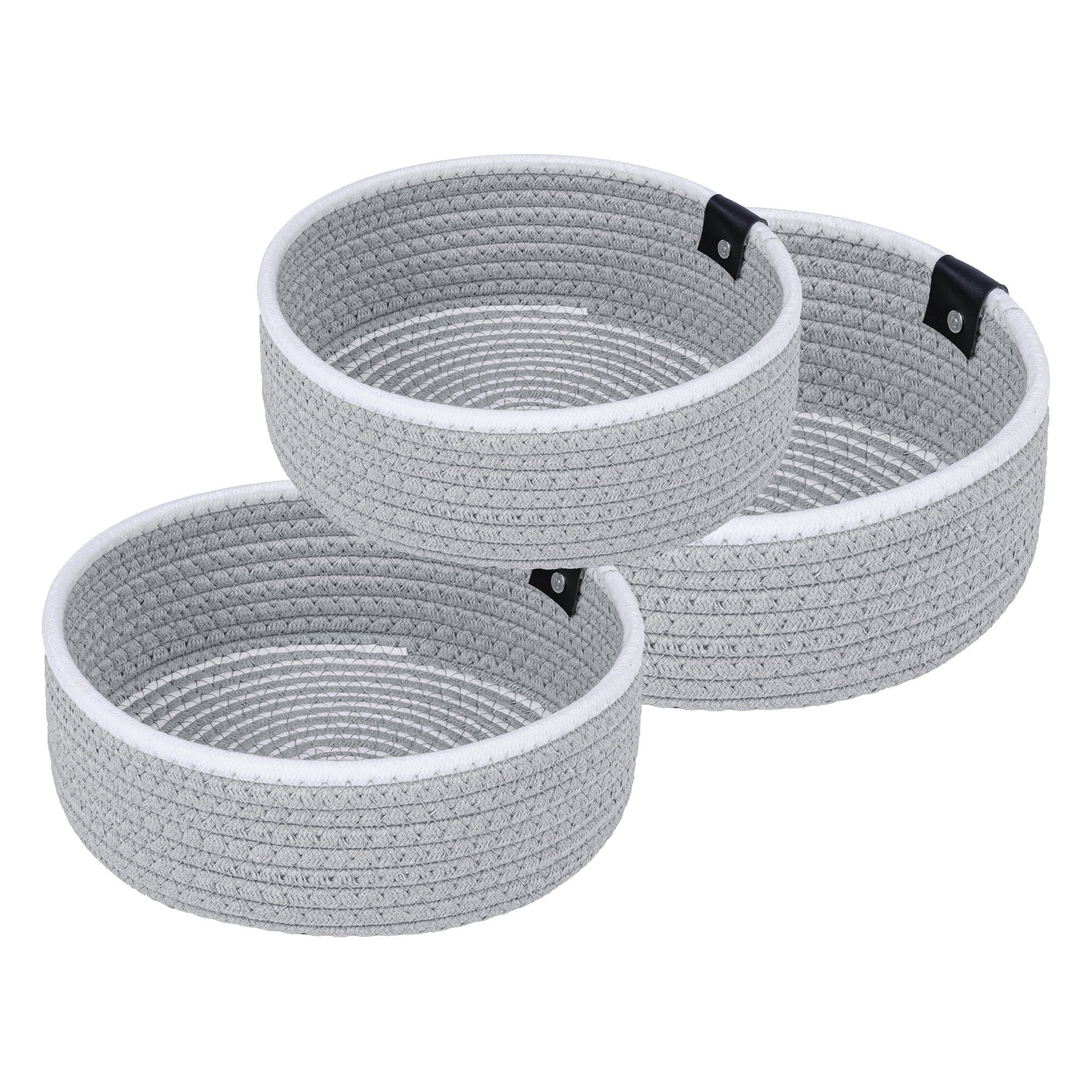 Unique Bargains 3pcs Woven Storage Basket for Key Tray Bowl Grey 3pcs