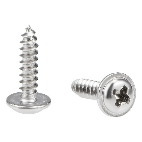 Unique Bargains 3x12mm Self Tapping Screws Phillips Pan Head With Washer Screw 304 Stainless Steel Fasteners Bolts 50Pcs