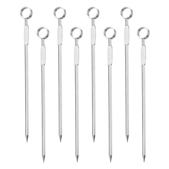 Unique Bargains 4.3' Metal Cocktail Toothpicks Round Ring Drink Picks Cocktail Skewers 8Pack