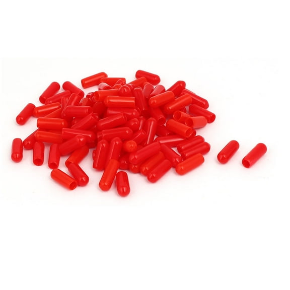 Unique Bargains 4.5mm Inner Dia Rubber Insulated End Cap Screw Thread Protector Cover Red (100-pack)