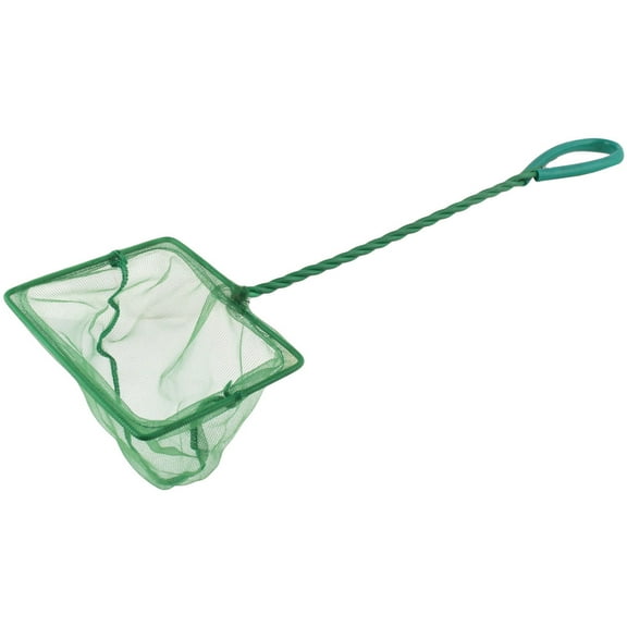 Unique Bargains 4.7" x 4.3" Portable Handle Landing Net Fishing Fish Angler Mesh Fish Goldfish Shrimp Green