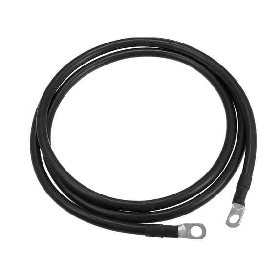 Unique Bargains 4 AWG Gauge 6ft Battery Inverter Cables with 3/8" Ring Universal for Car Vehicle RV Black