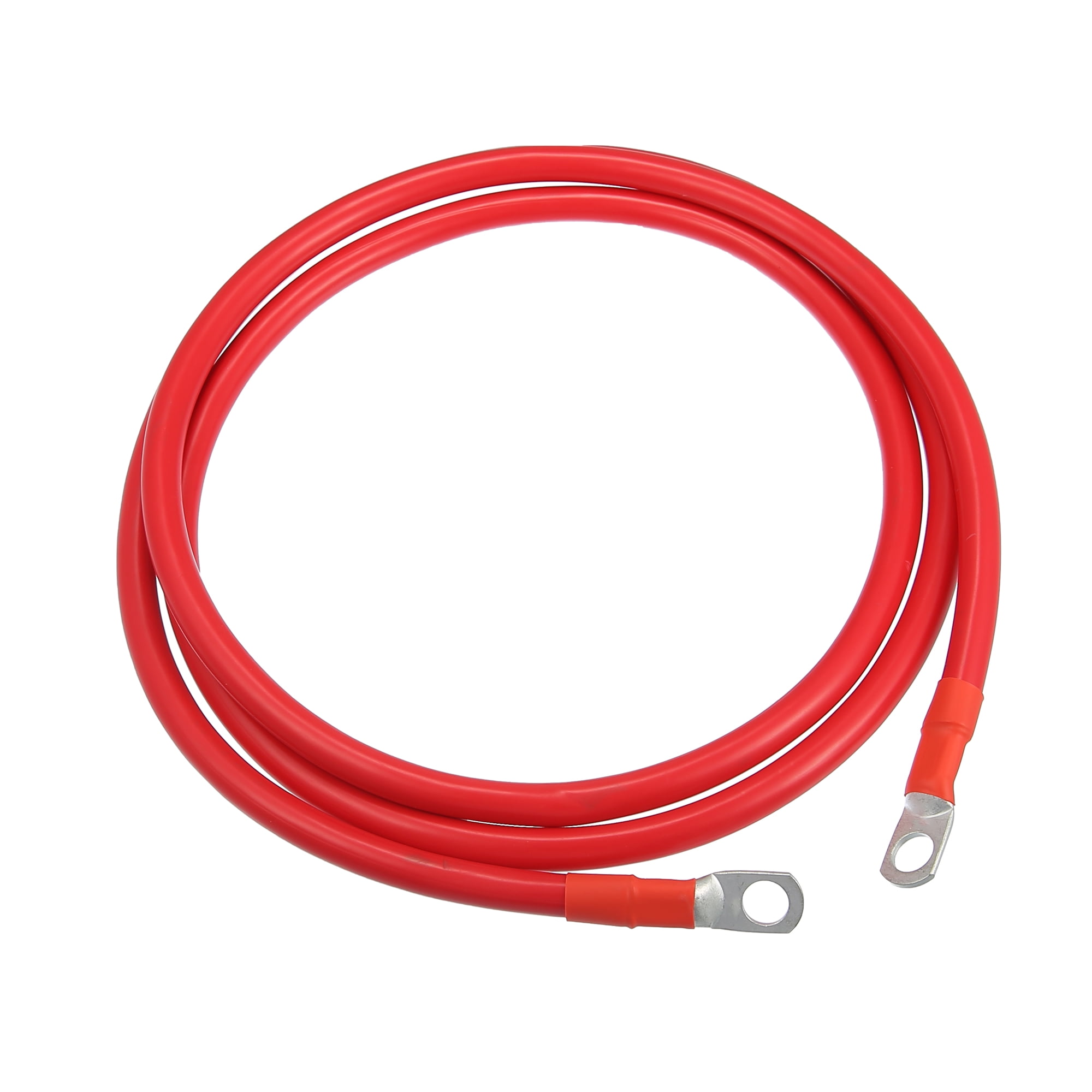 Unique Bargains 4 AWG Gauge 6ft Battery Inverter Cables with 3/8" Ring Universal for Car Vehicle RV Red