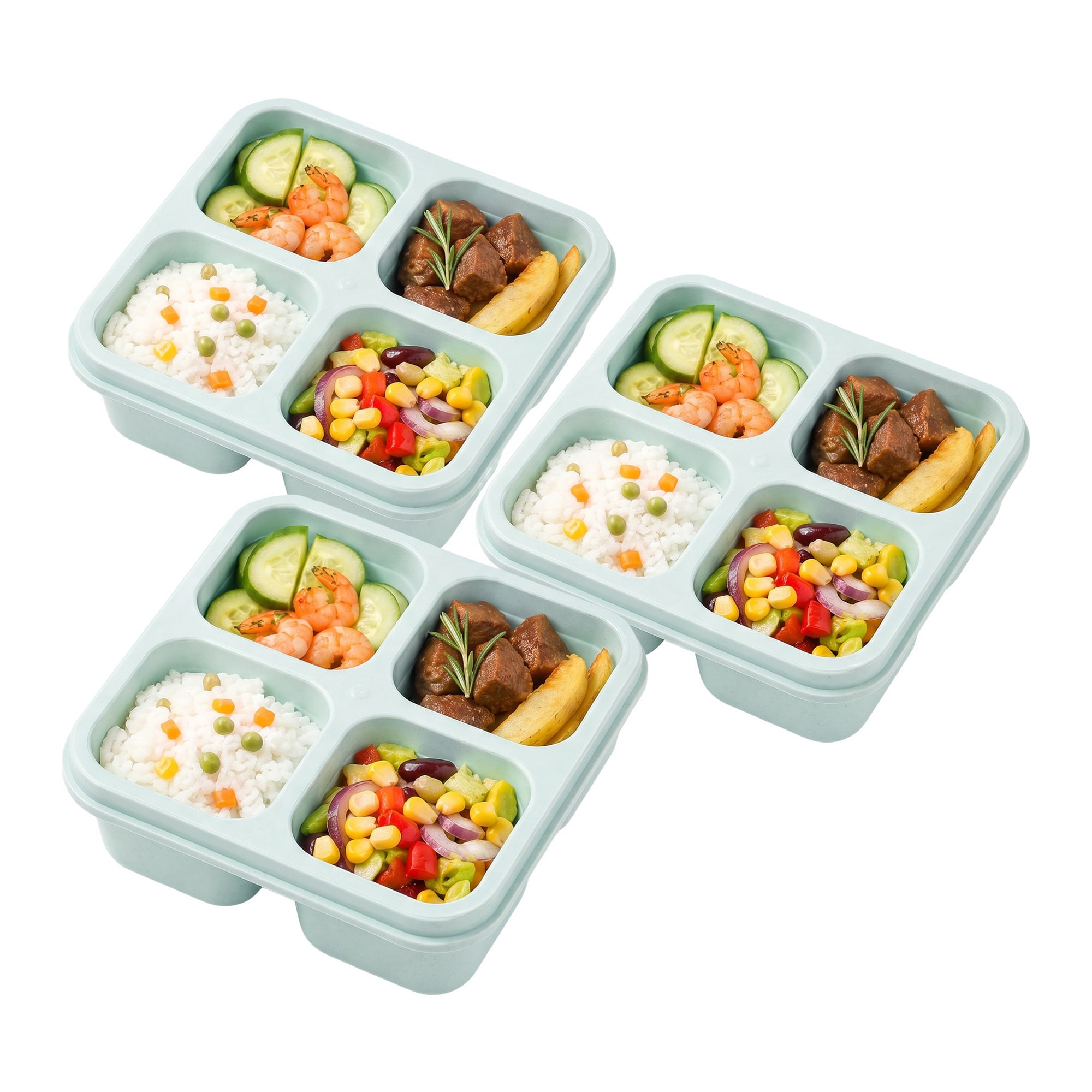 Unique Bargains 4-Compartment Leak-Proof Meal Lunch Bento Box for Work Blue
