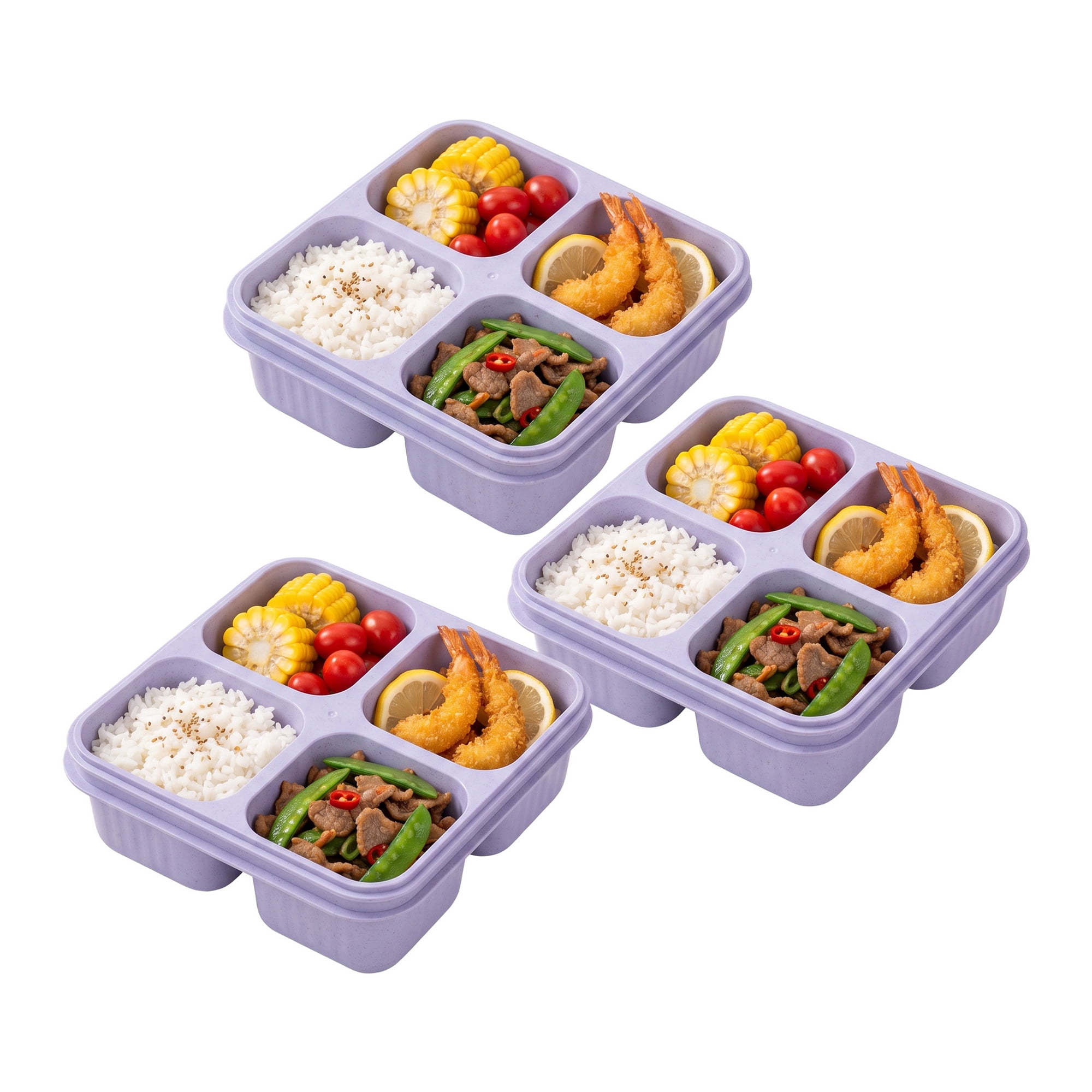Unique Bargains 4-Compartment Leak-Proof Meal Lunch Bento Box for Work Green