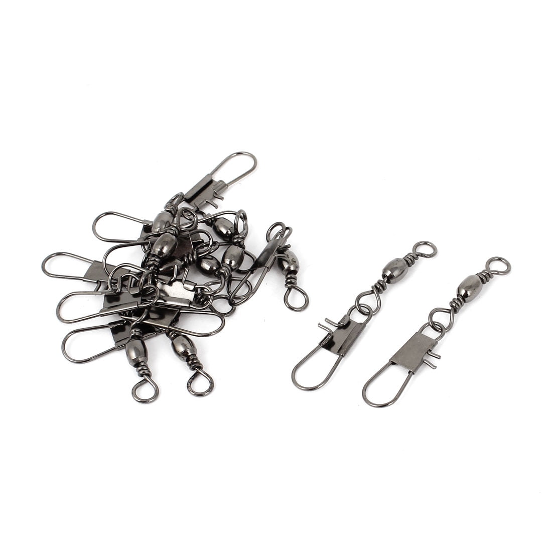 Unique Bargains 4# Fishing Tackle Metal Line to Hook Clip Connector Swivel  12 Pcs 