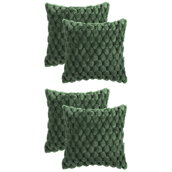 Unique Bargains 4 Fur Decorative Fuzzy Plush Throw Pillow Covers Soft Cozy Cushion Covers Green 16" x 16"