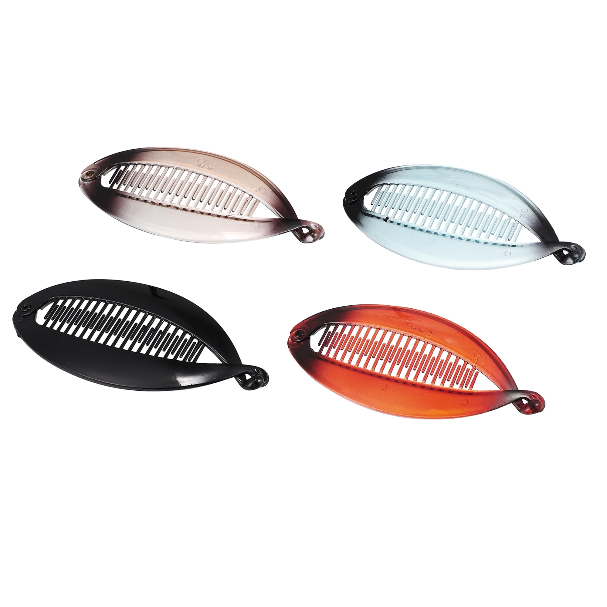 Unique Bargains 4 Interlocking Ponytail Clip Hair Accessories Red Blue Black Brown