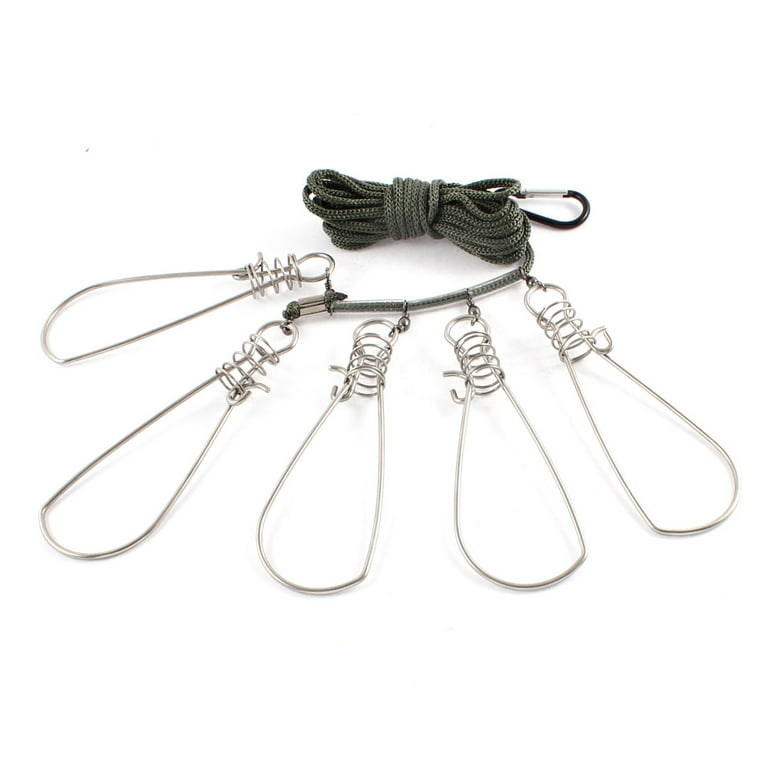Unique Bargains 4 Meters Stainless Steel Fishing Tackle Fish Catch Stringer  Lock Snap Hook Line 