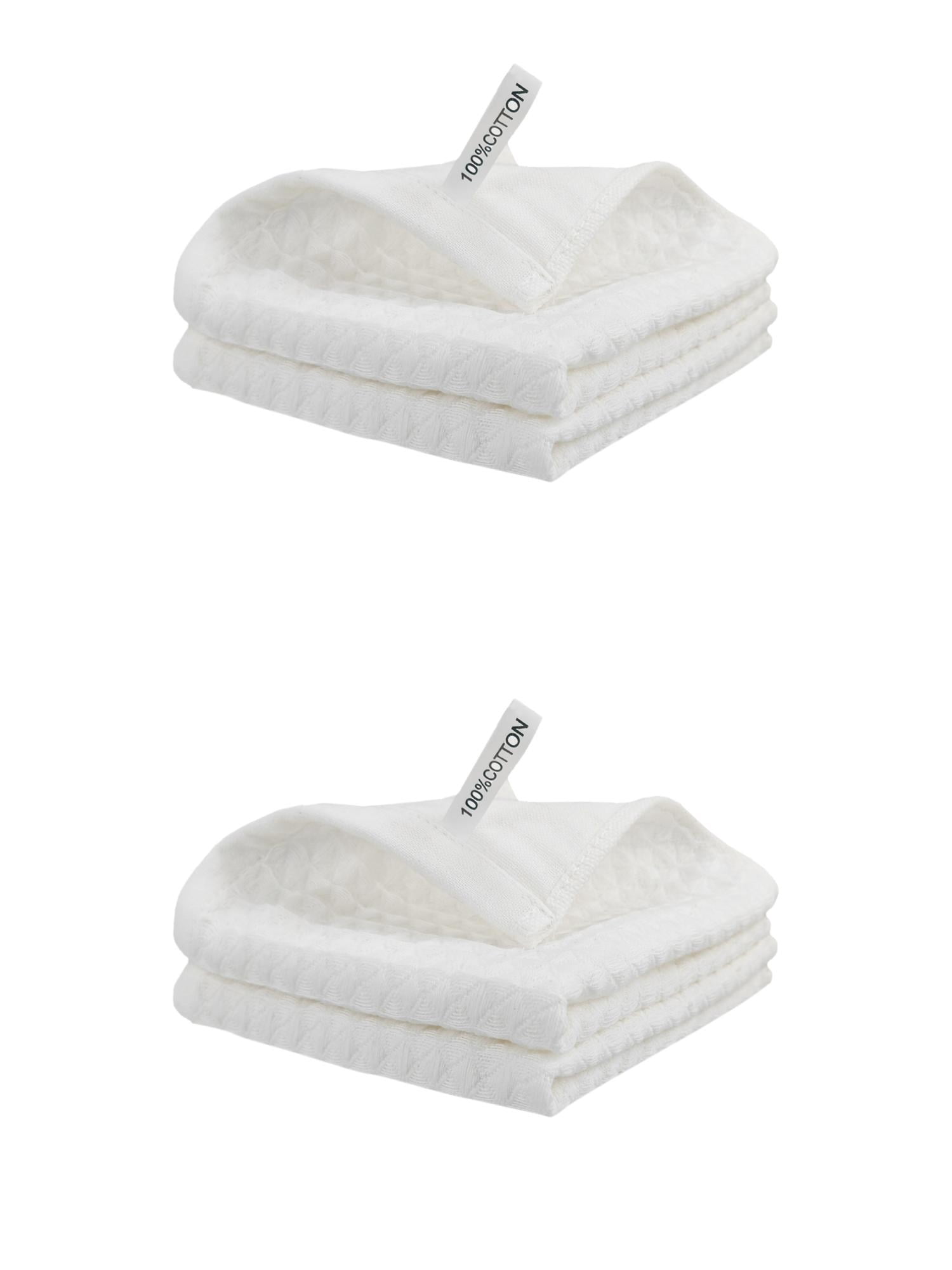 Unique Bargains 4 Pack 100% Cotton Absorbent Waffle Weave Kitchen Towels White 12" x 12"