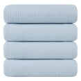 thumbnail image 1 of Unique Bargains 4-Pack 100% Cotton Waffle Weave Absorbent Bath Towels 27" x 55" Blue, 1 of 8