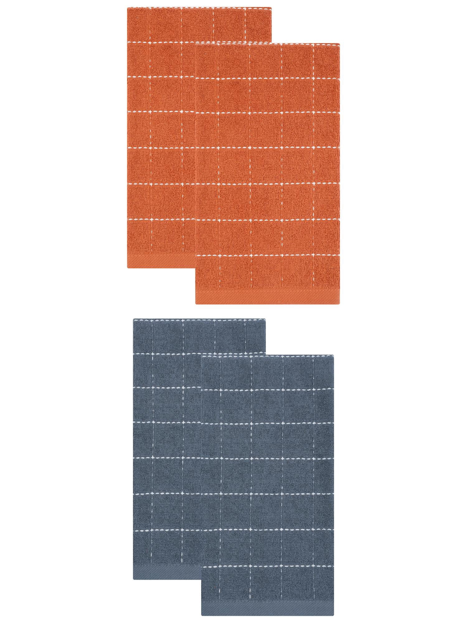 Unique Bargains 4 Pack Absorbent Cotton Reusable Dish Cloths Dark Grey/Caramel 25" x 15"