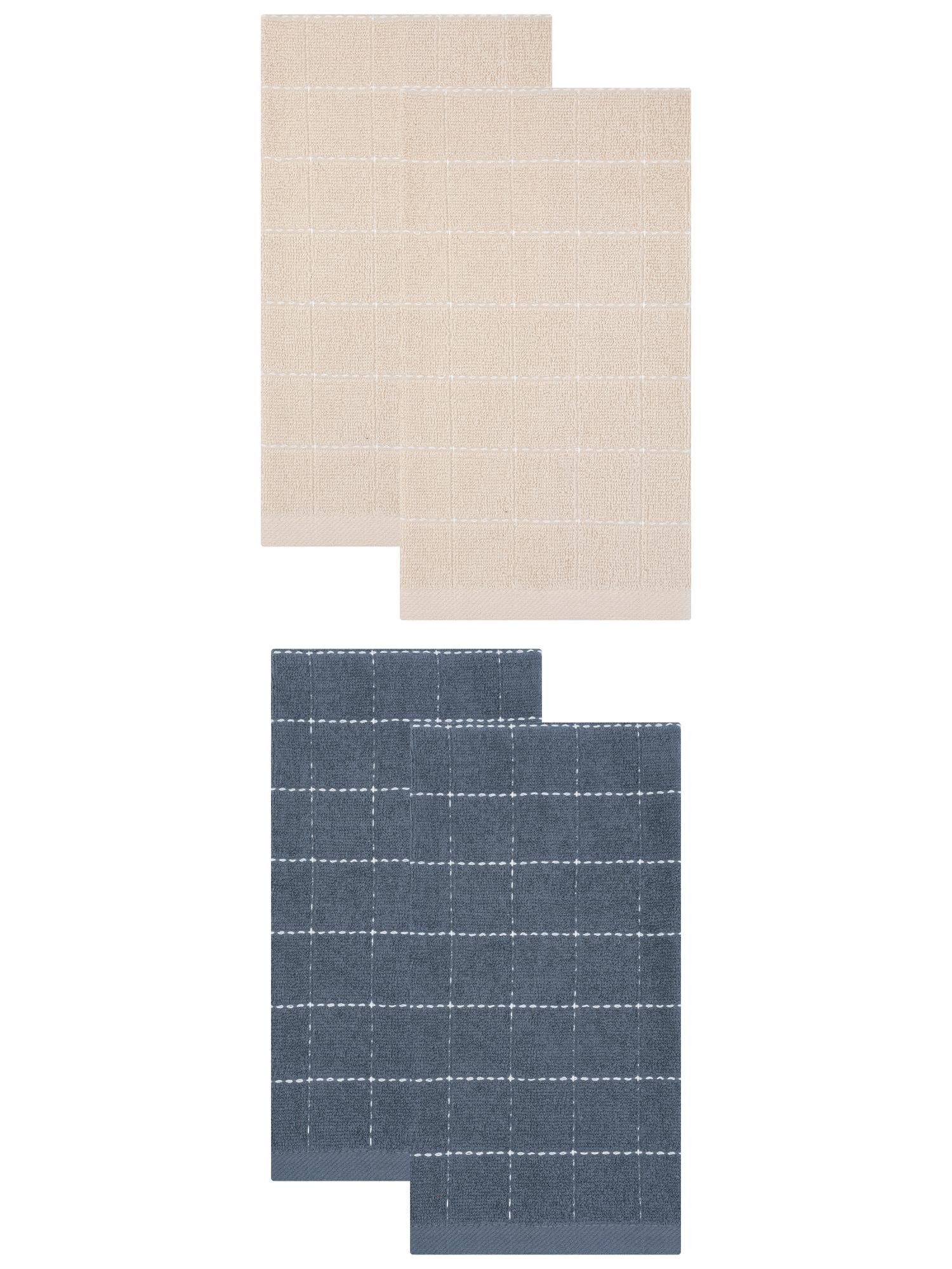 Unique Bargains 4 Pack Absorbent Cotton Reusable Dish Cloths  Dark Grey/White 25" x 15"