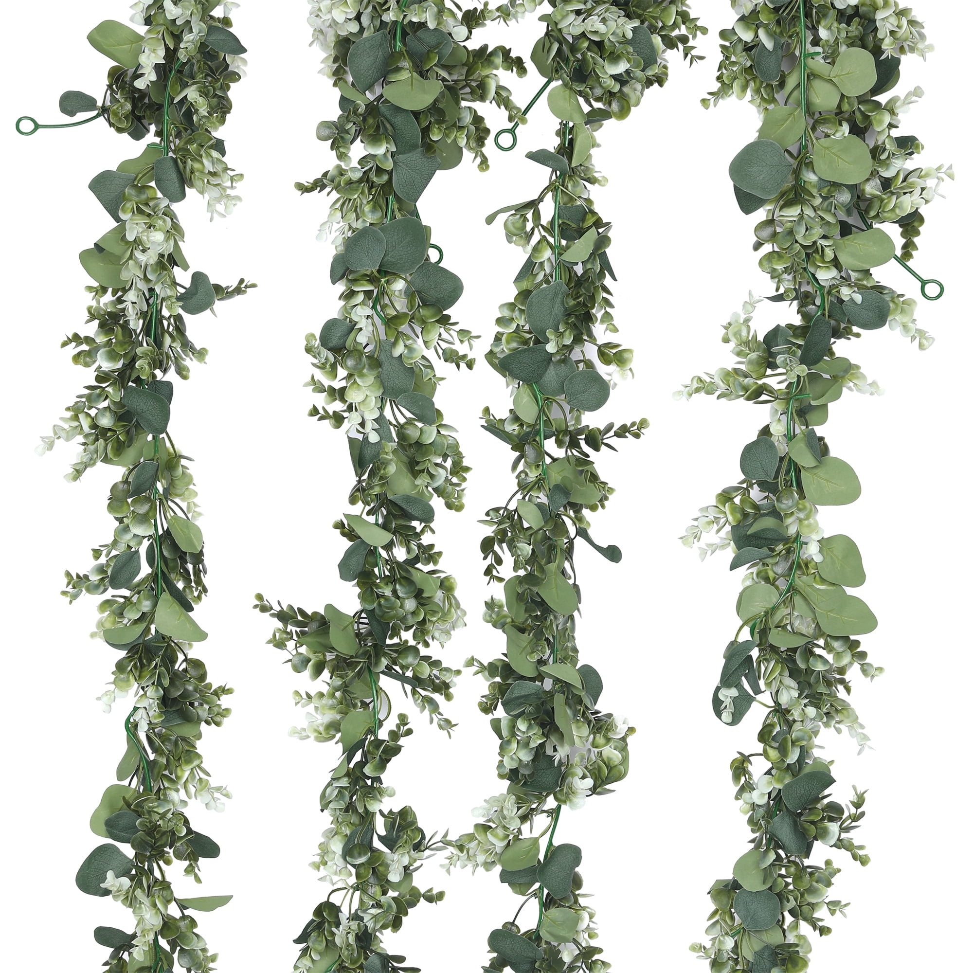 Unique Bargains 4 Pack Artificial Plants Fake Hanging Vine Green_Turtle Leaves