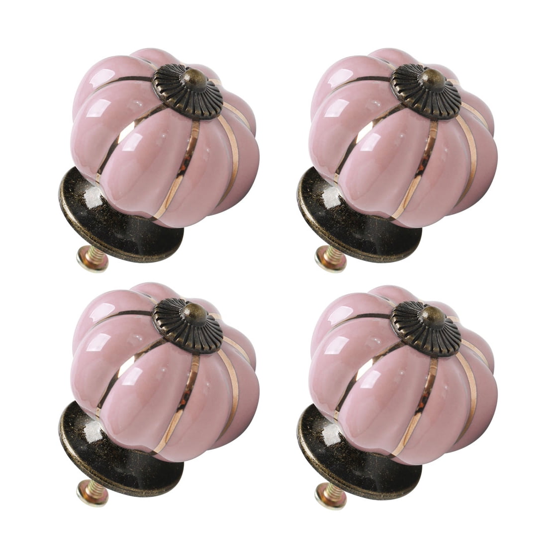 Unique Bargains 4-Pack Ceramic Drawer Dresser Cabinet Knob Handle Pink Finish