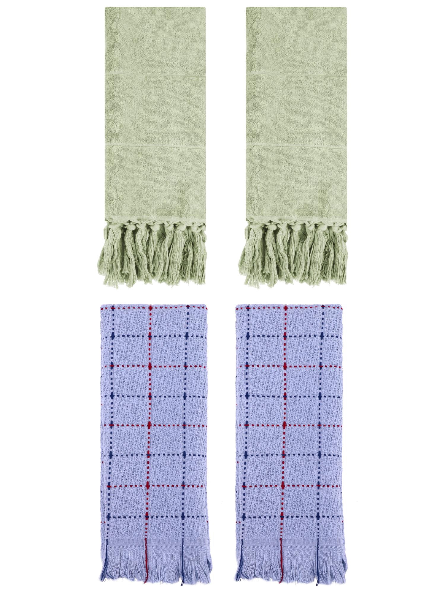 Unique Bargains 4 Pack Cotton Comfy Turkish Bath Towel Green/Blue 14"x30"/13"x29"