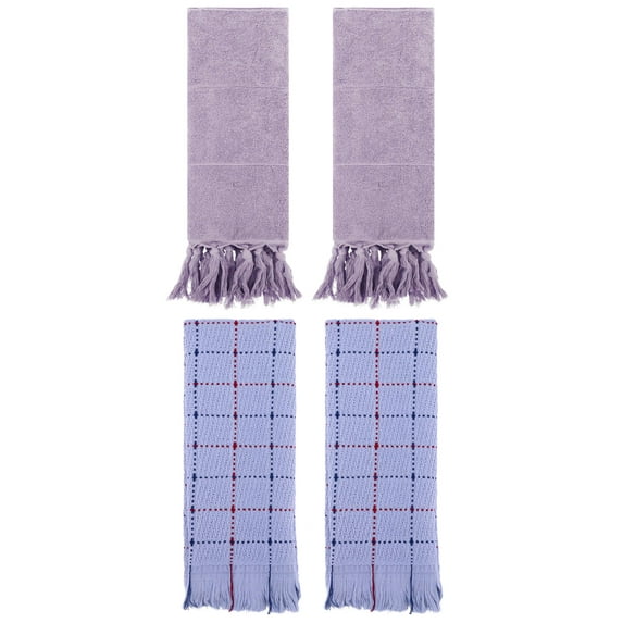 Unique Bargains 4 Pack Cotton Comfy Turkish Bath Towel Purple/Blue 14"x30"/13"x29"
