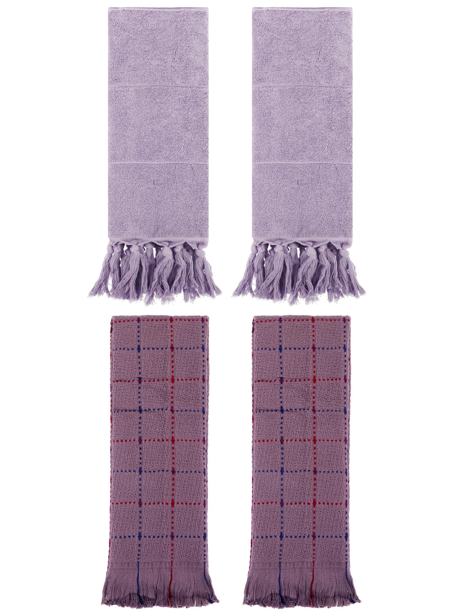 Unique Bargains 4 Pack Cotton Comfy Turkish Bath Towel Purple/Brown 14"x30"/13"x29"