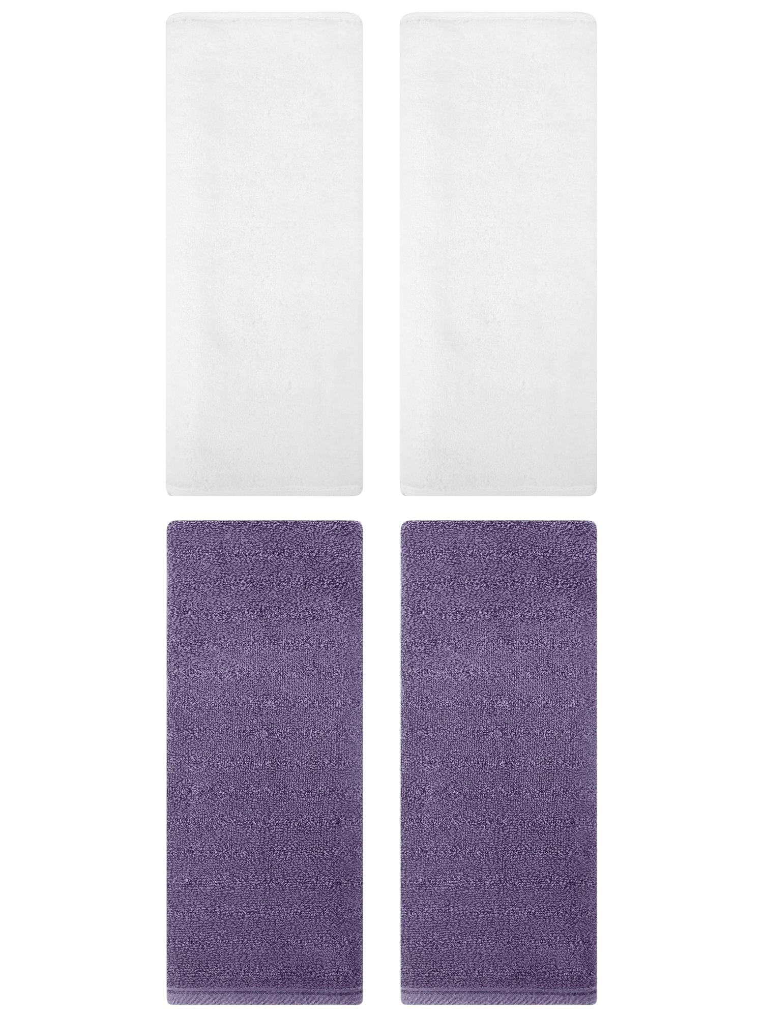 Unique Bargains 4 Pack Cotton Hand Towels Absorbent Towel Set Dark Purple/White