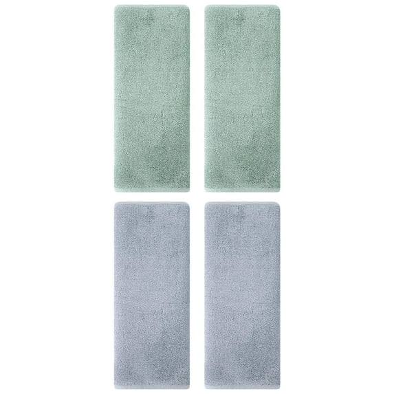 Unique Bargains 4 Pack Cotton Hand Towels Absorbent Towel Set Light Grey/Light Green