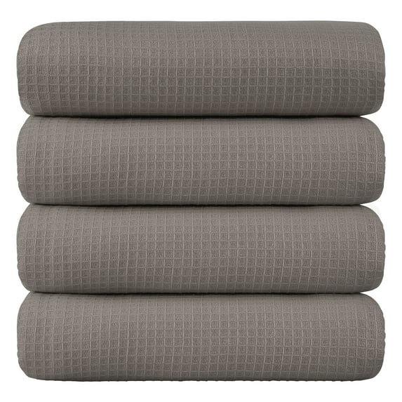 Unique Bargains 4-Pack Cotton Waffle Weave Absorbent Bath Towels 27" x 55" Coffee Color