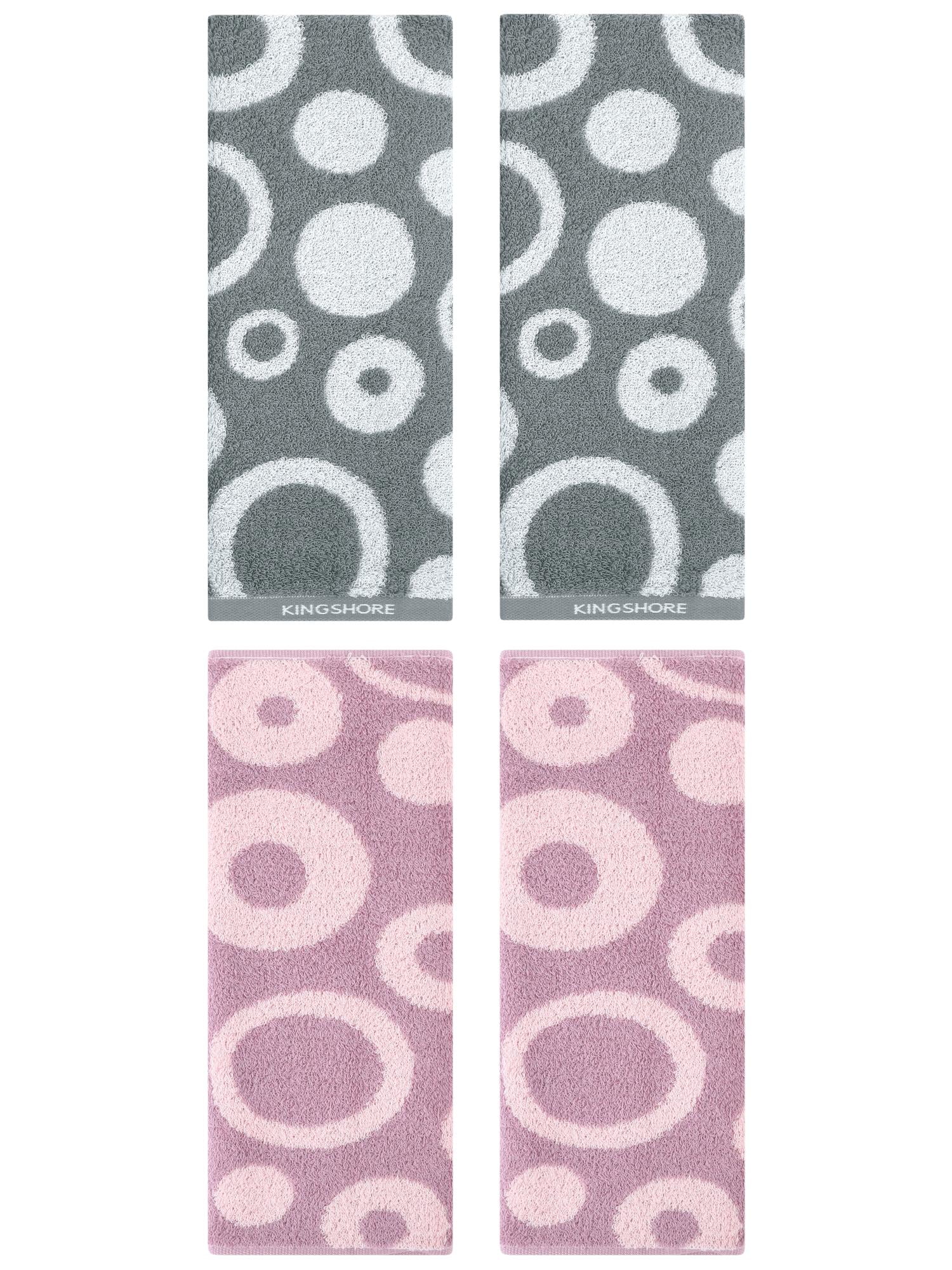 Unique Bargains 4 Pack Cute Round Geometric Pattern Hand Towel Cotton Towel Grey/Purple