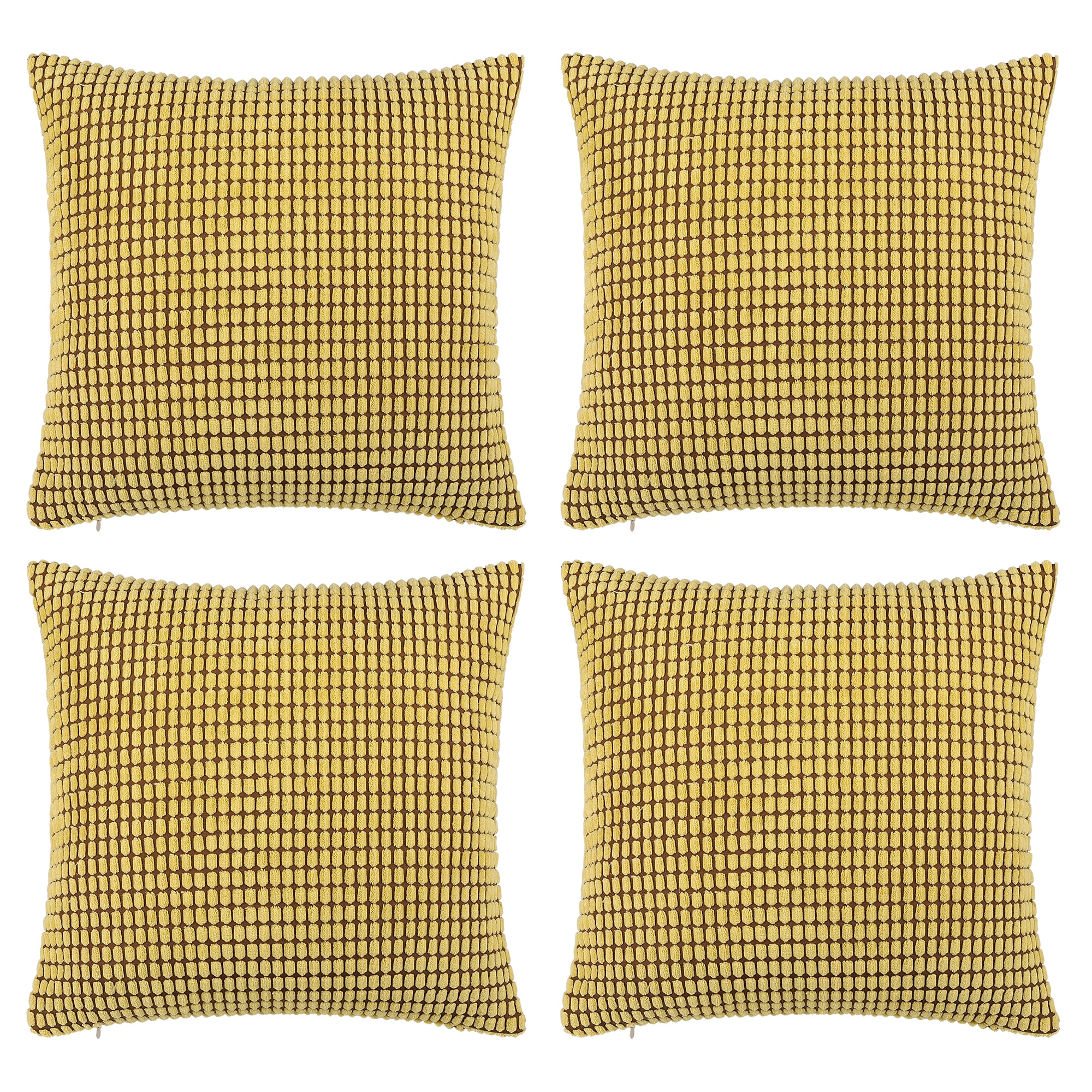 Unique Bargains 4-Pack Decoratiove Throw Cushion Pillow Covers Yellow 18" x 18"