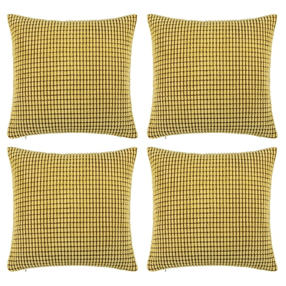 Unique Bargains 4-Pack Decoratiove Throw Cushion Pillow Covers Yellow 20" x 20"