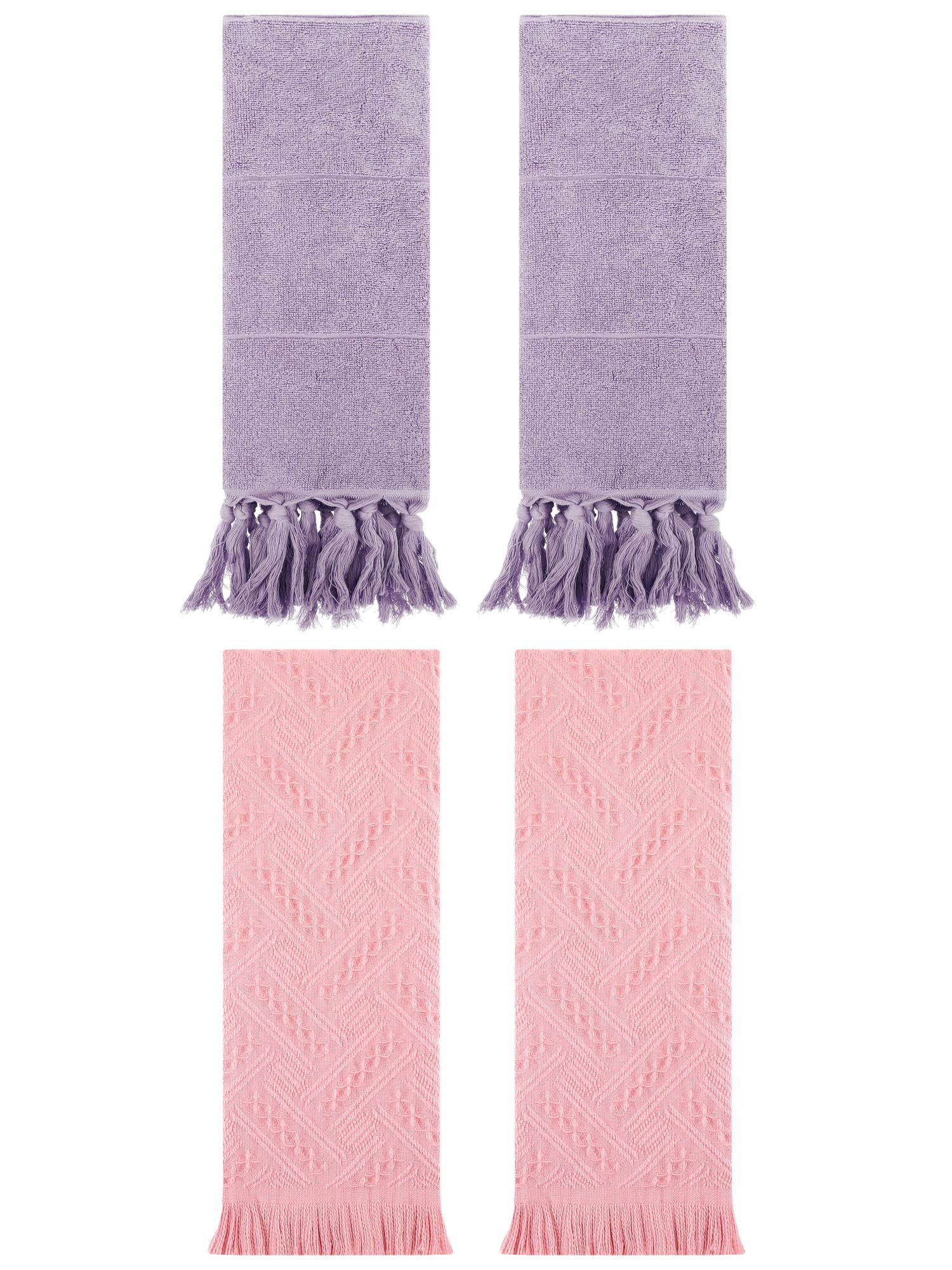 Unique Bargains 4 Pack Elegant Boho Turkish Hand Towels Purple/Pink 14"x30"/13"x29"