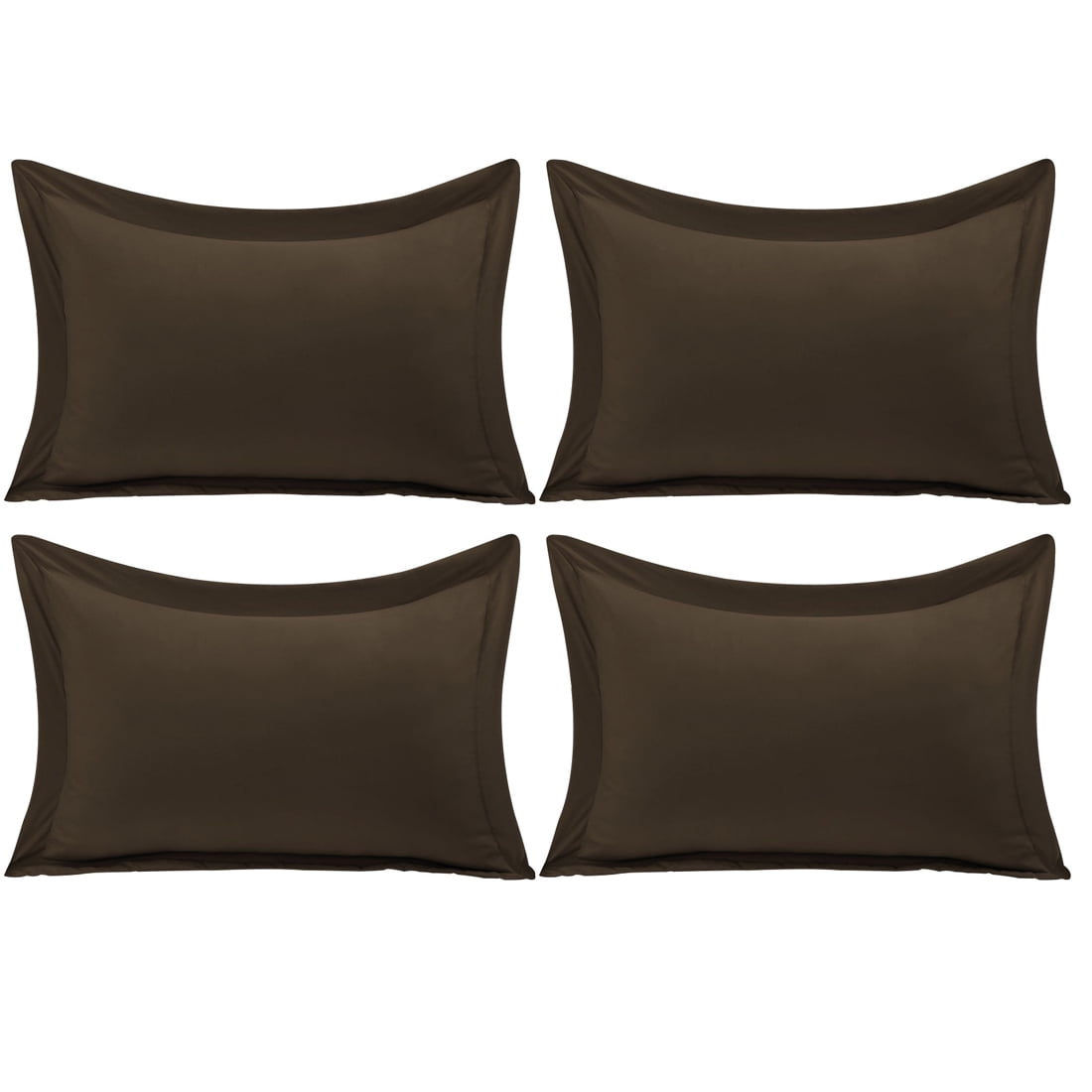 Unique Bargains 4-Pack Envelope Closure Pillow Sham No Zipper King Brown