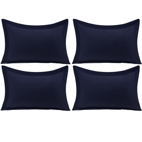 Unique Bargains 4-Pack Envelope Closure Pillow Sham No Zipper Standard Navy Blue