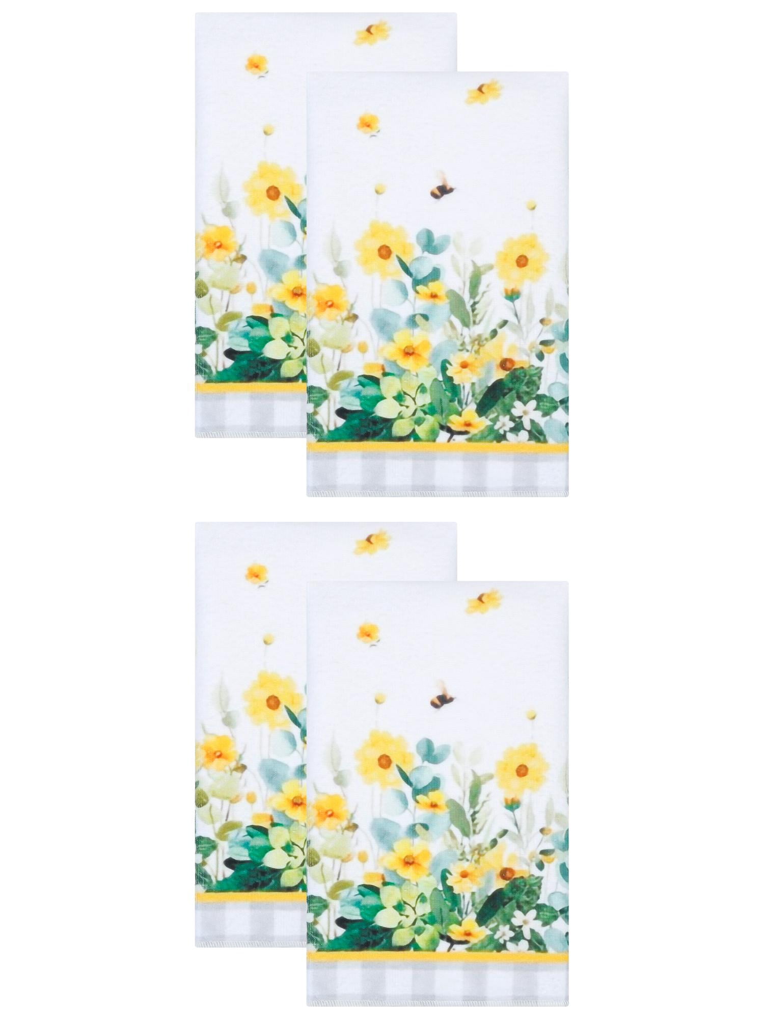Unique Bargains 4 Pack Floral Microfiber Absorbent Soft Towels  Multi-Color 3 24" x 16"