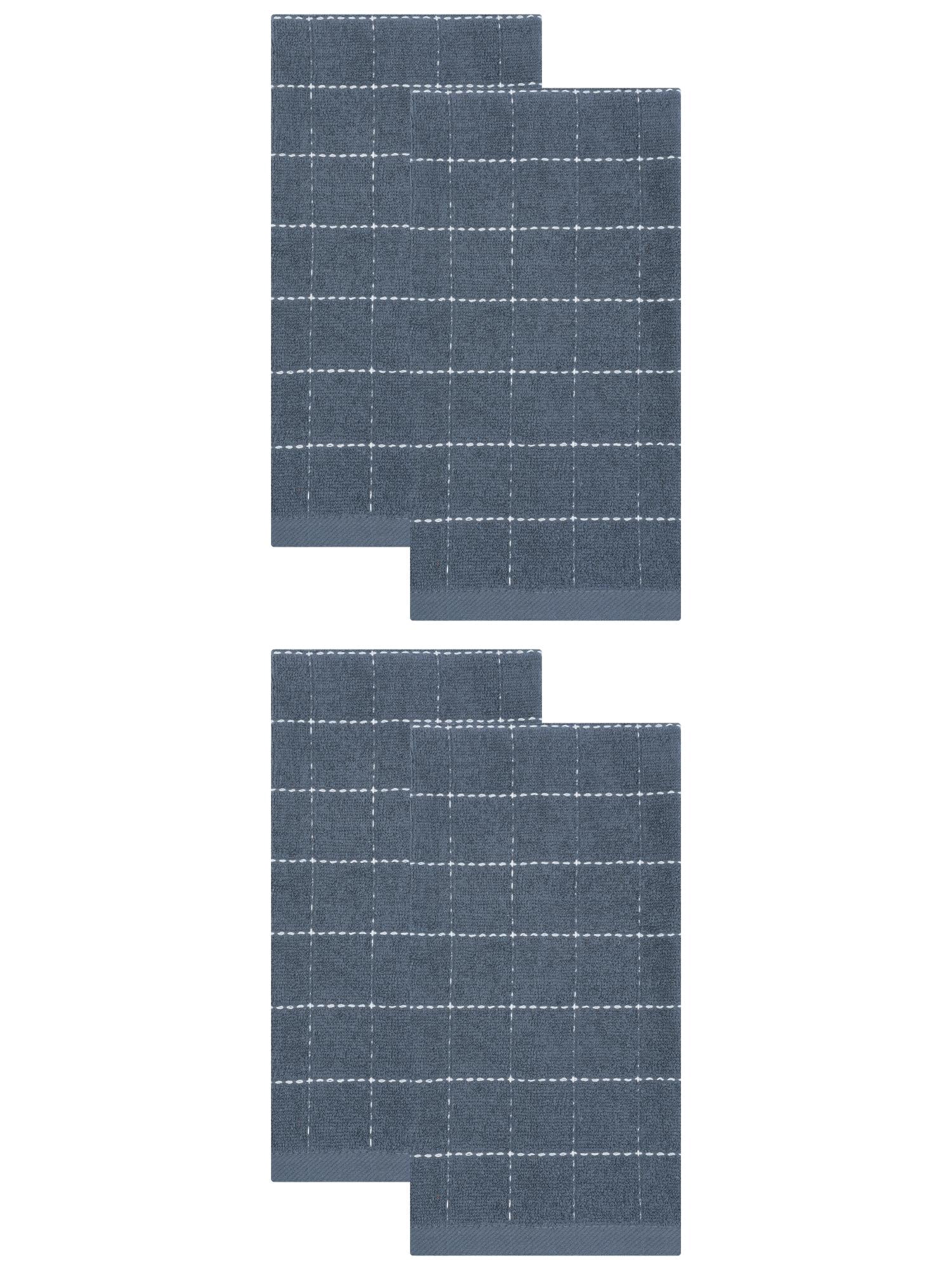 Unique Bargains 4 Pack Highly Absorbent Cotton Reusable Dish Cloths  Dark Grey 25" x 15"
