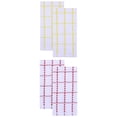 thumbnail image 1 of Unique Bargains 4 Pack Kitchen Towels Plaid 100% Cotton Quick Dry Red/Yellow 25" x 15", 1 of 6