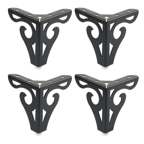 Unique Bargains 4-Pack Metal Furniture Legs Foot Table Shelves Black 4" Height