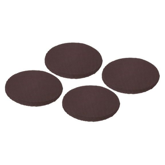 Unique Bargains 4 Pack Round Bar Stool Covers Non-slip Cushions Chair Stool Slipcovers Brown
