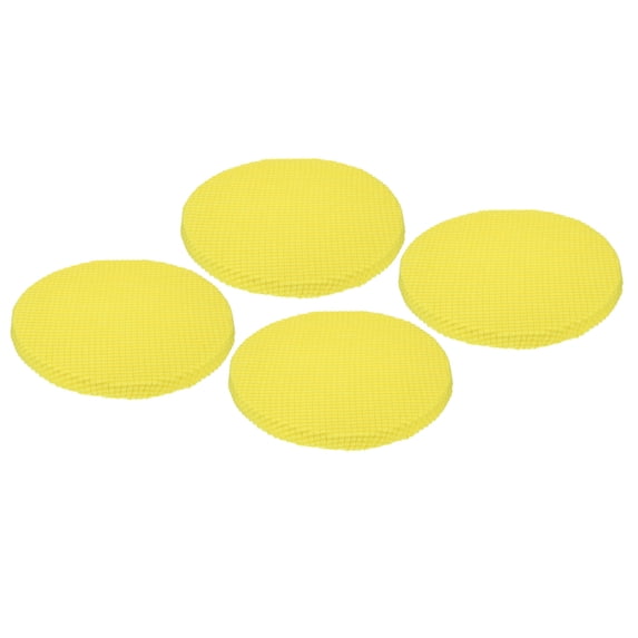 Unique Bargains 4 Pack Round Bar Stool Covers Non-slip Cushions Chair Stool Slipcovers Lemon Yellow