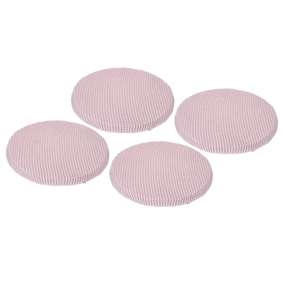 Unique Bargains 4 Pack Round Bar Stool Covers Non-slip Cushions Chair Stool Slipcovers Pink