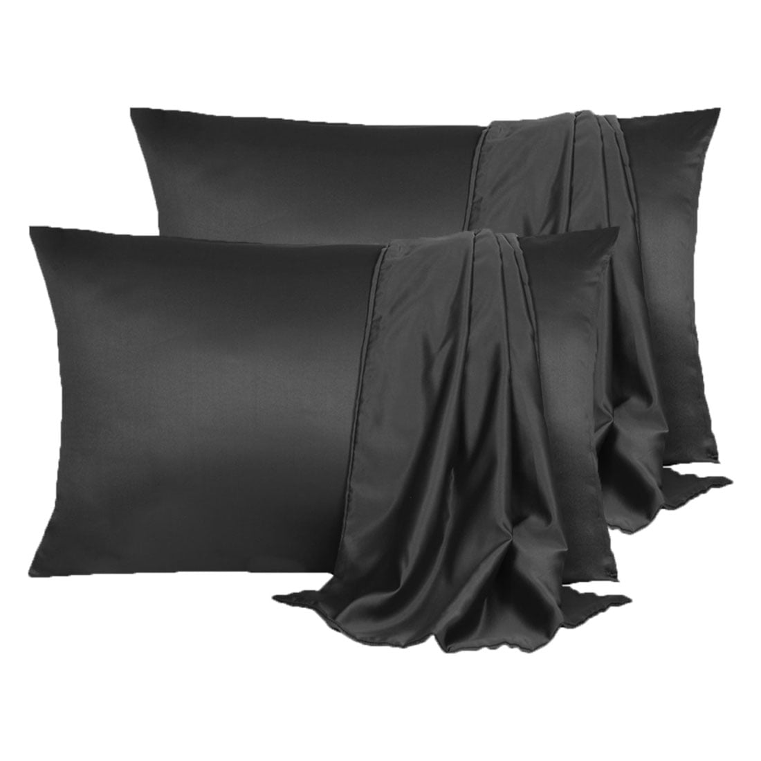 Unique Bargains 4 Pack Satin Pillowcases for Hair and Skin, Black Queen