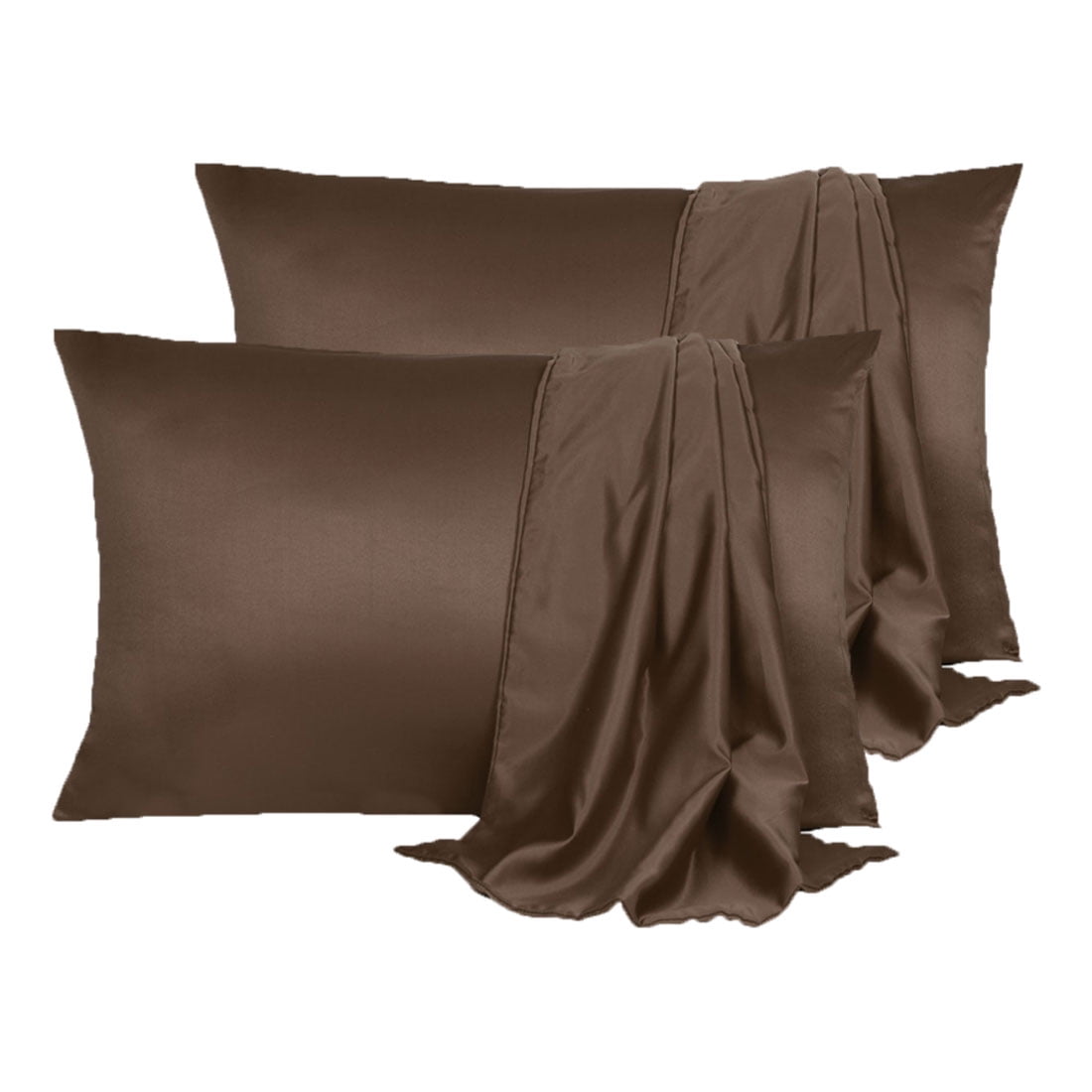 Unique Bargains 4 Pack Satin Pillowcases for Hair and Skin, Brown Travel