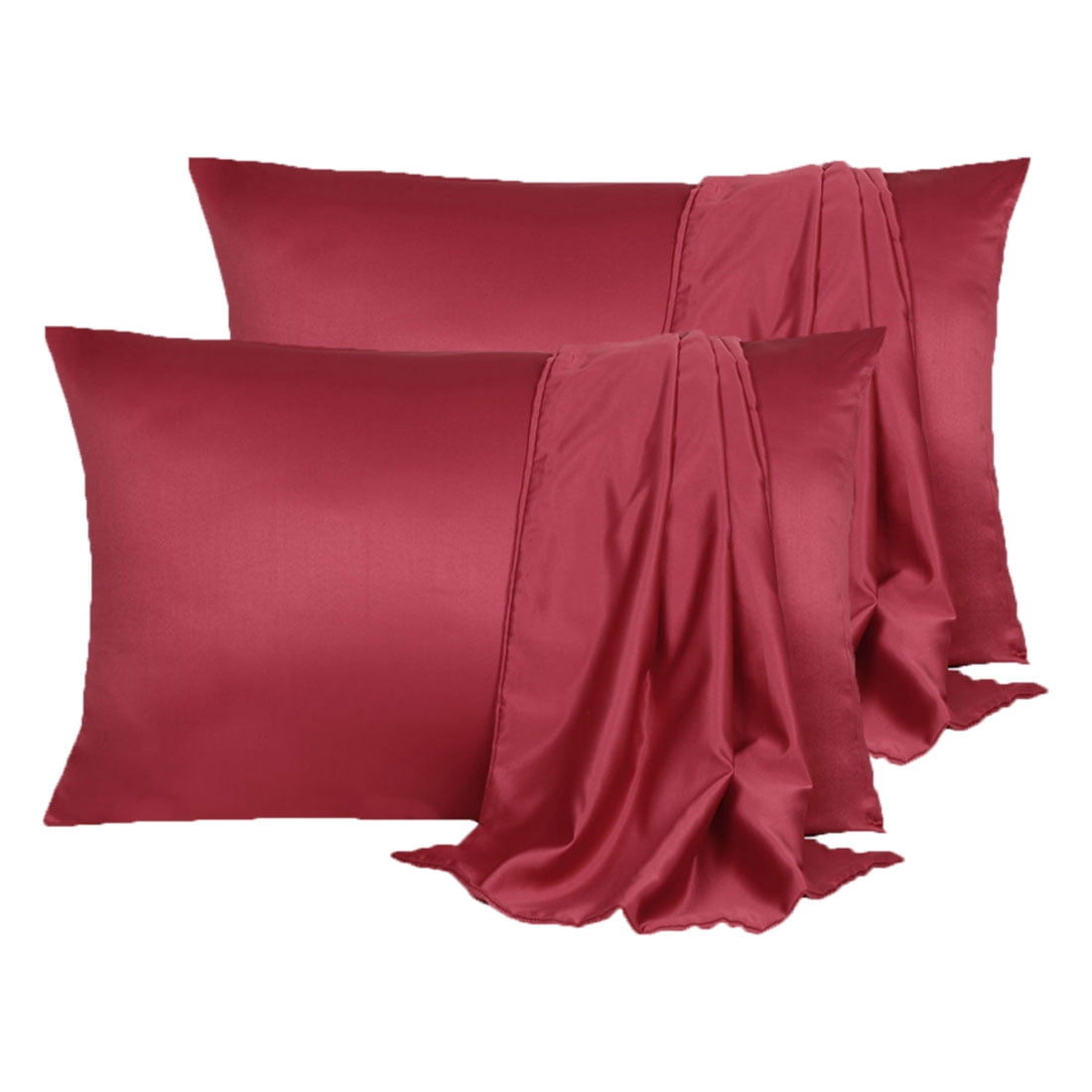 Unique Bargains 4 Pack Satin Pillowcases for Hair and Skin, Burgundy King