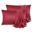 thumbnail image 1 of Unique Bargains 4 Pack Satin Pillowcases for Hair and Skin, Burgundy Queen, 1 of 8