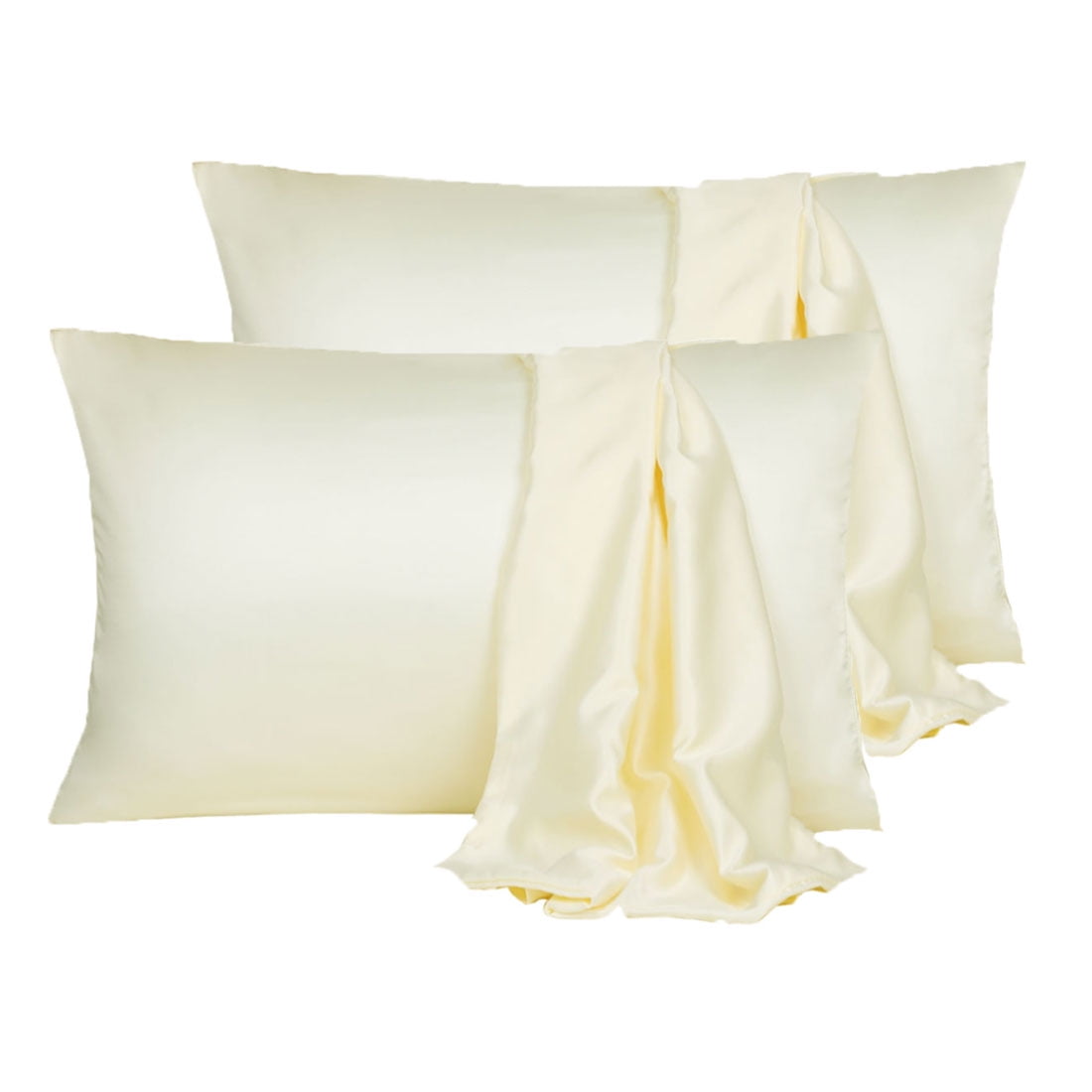 Unique Bargains 4 Pack Satin Pillowcases for Hair and Skin, Cream Queen