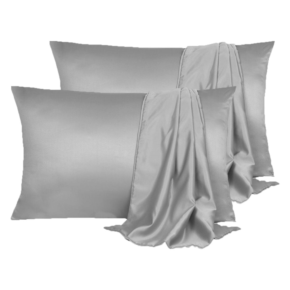 Unique Bargains 4 Pack Satin Pillowcases for Hair and Skin, Grey Queen