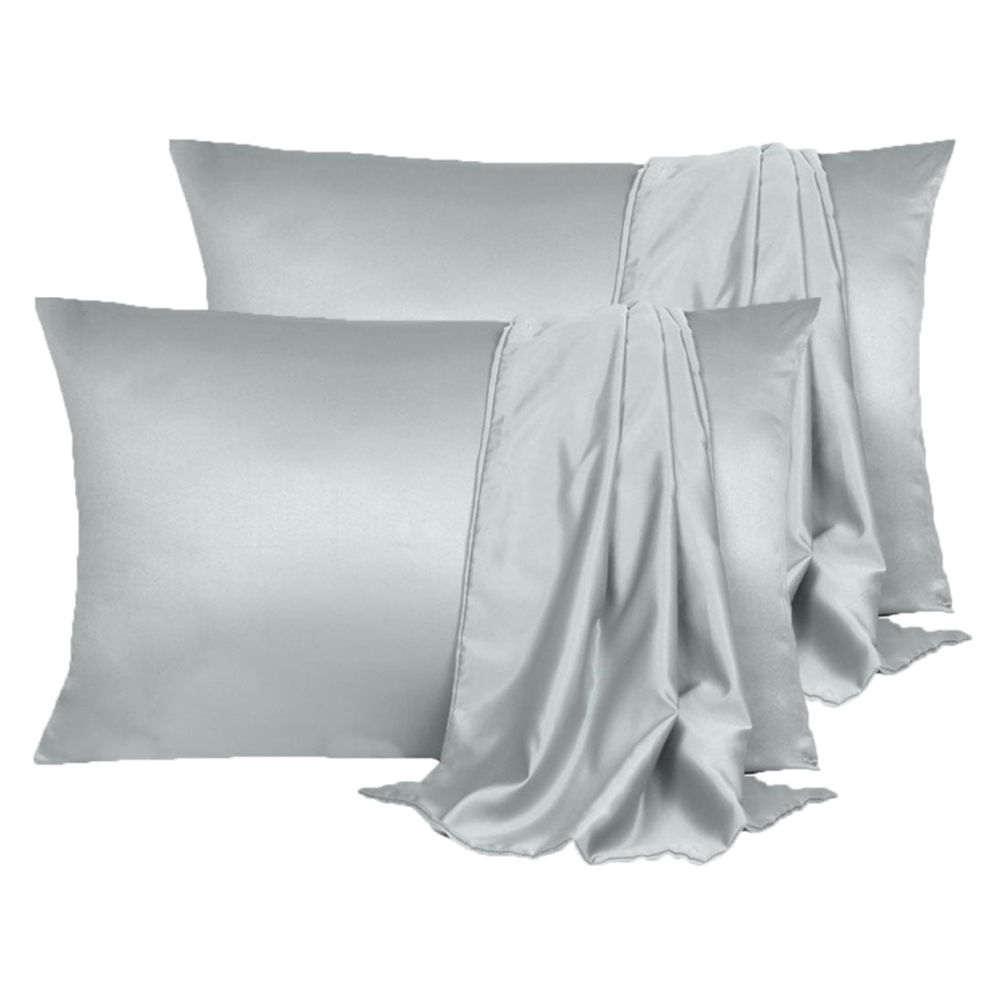 Unique Bargains 4 Pack Satin Pillowcases for Hair and Skin, Light Gray Standard
