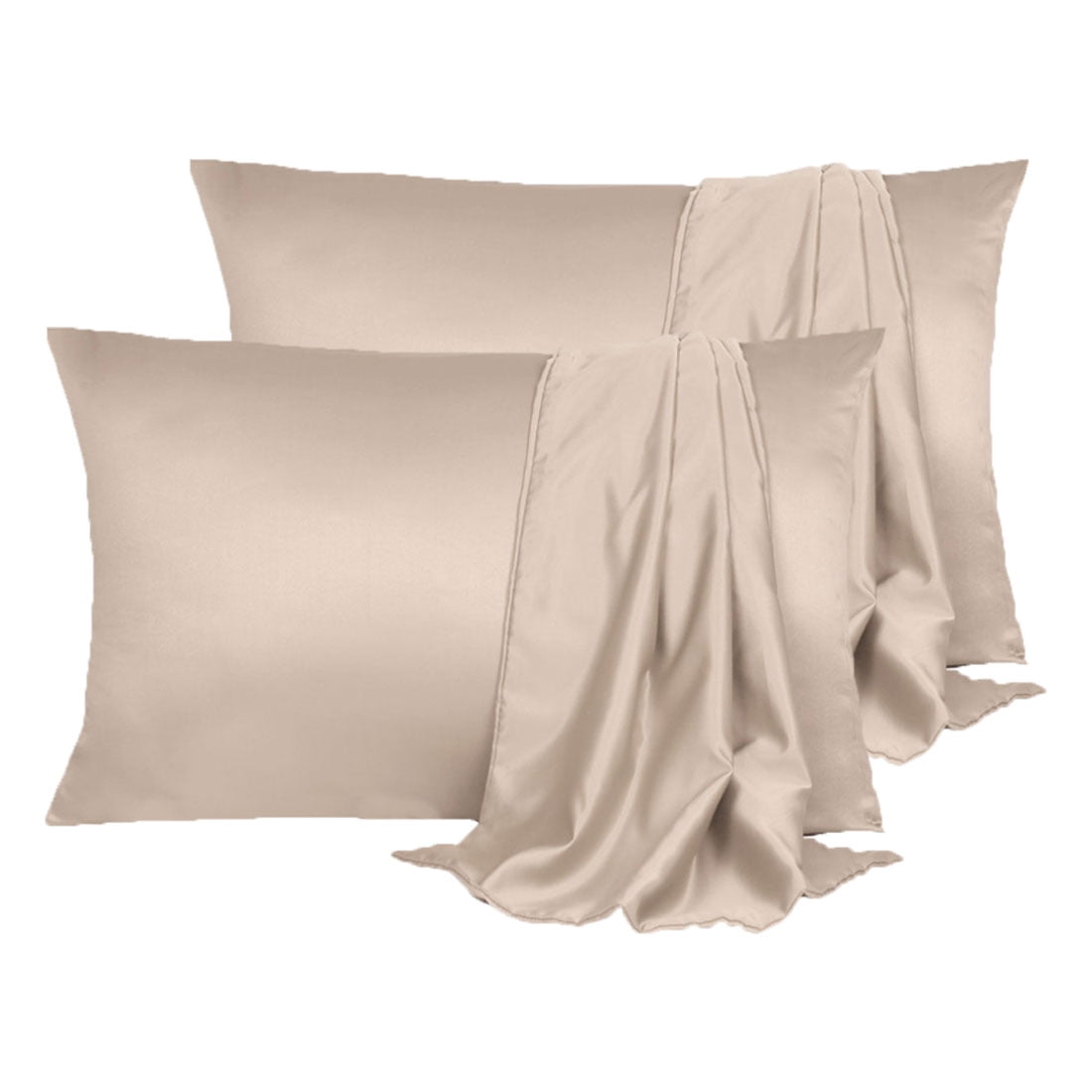 Unique Bargains 4 Pack Satin Pillowcases for Hair and Skin, Light Tan King