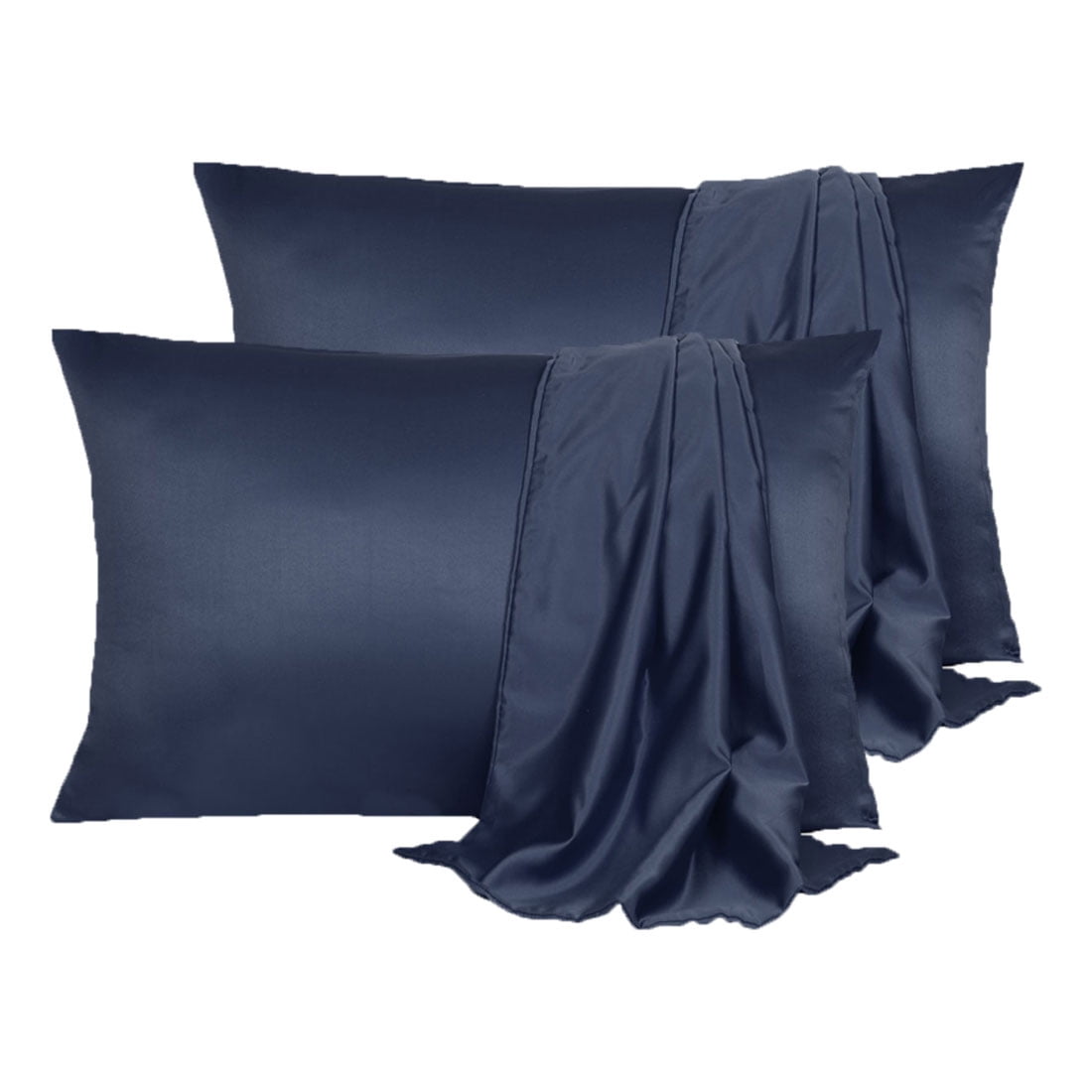 Unique Bargains 4 Pack Satin Pillowcases for Hair and Skin, Navy Standard