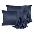 thumbnail image 1 of Unique Bargains 4 Pack Satin Pillowcases for Hair and Skin, Navy Travel, 1 of 8